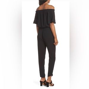 Fraiche by J black short sleeve off the shoulder jumpsuit